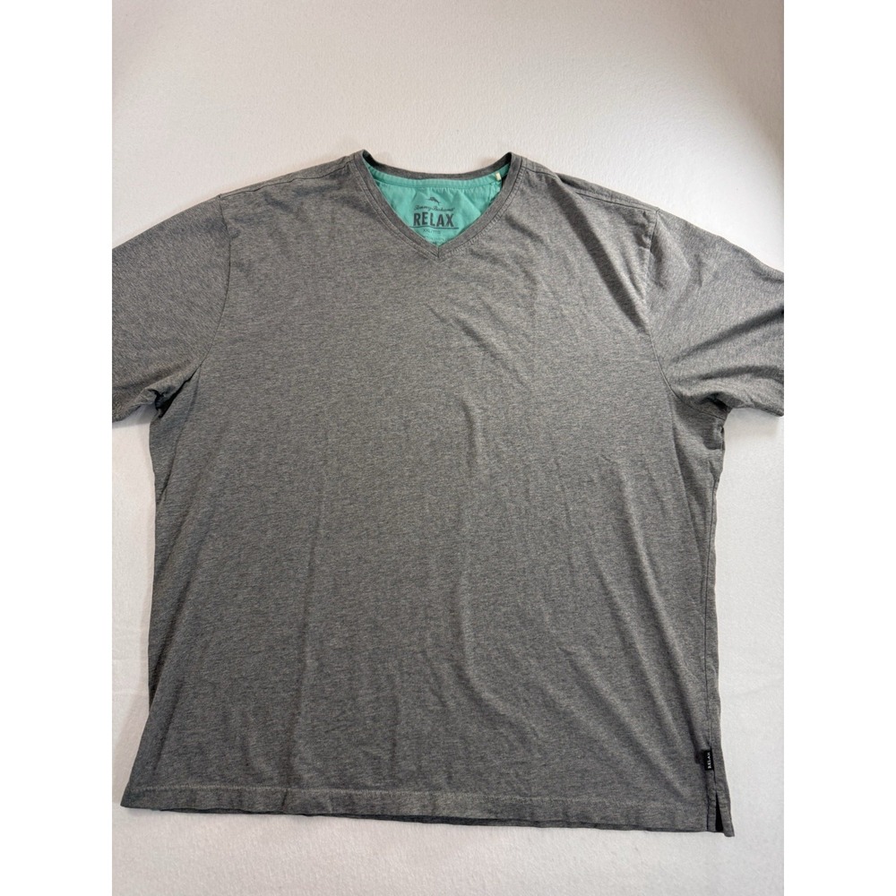 Tommy Bahama Relax Mens V-Neck Shirt 2XL Gray 100% Pima Cotton Minimalist Casual